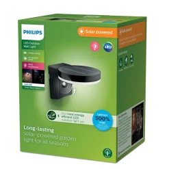Philips LED-solcellelampe til vægmontering Zonal, Ø hoved 16 cm