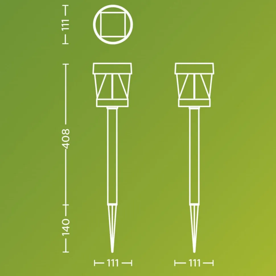 Philips LED-solcellelampe Avery, jordspyd, sort, IP44