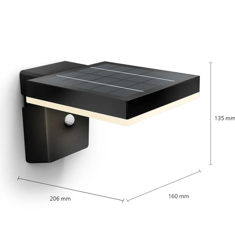 Philips LED-solcellelampe til vægmontering Zonal, hoved 16 x 16 cm