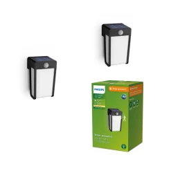 Philips LED-solcellelampe Shroud, sort/opal, 2-pak