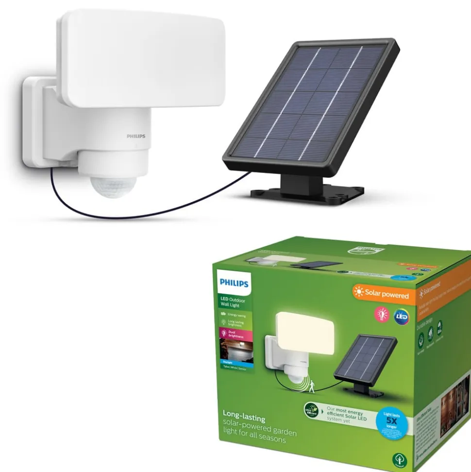 Philips LED-udendørs spotlampe Tylus, hvid, 5.000 K, sensor