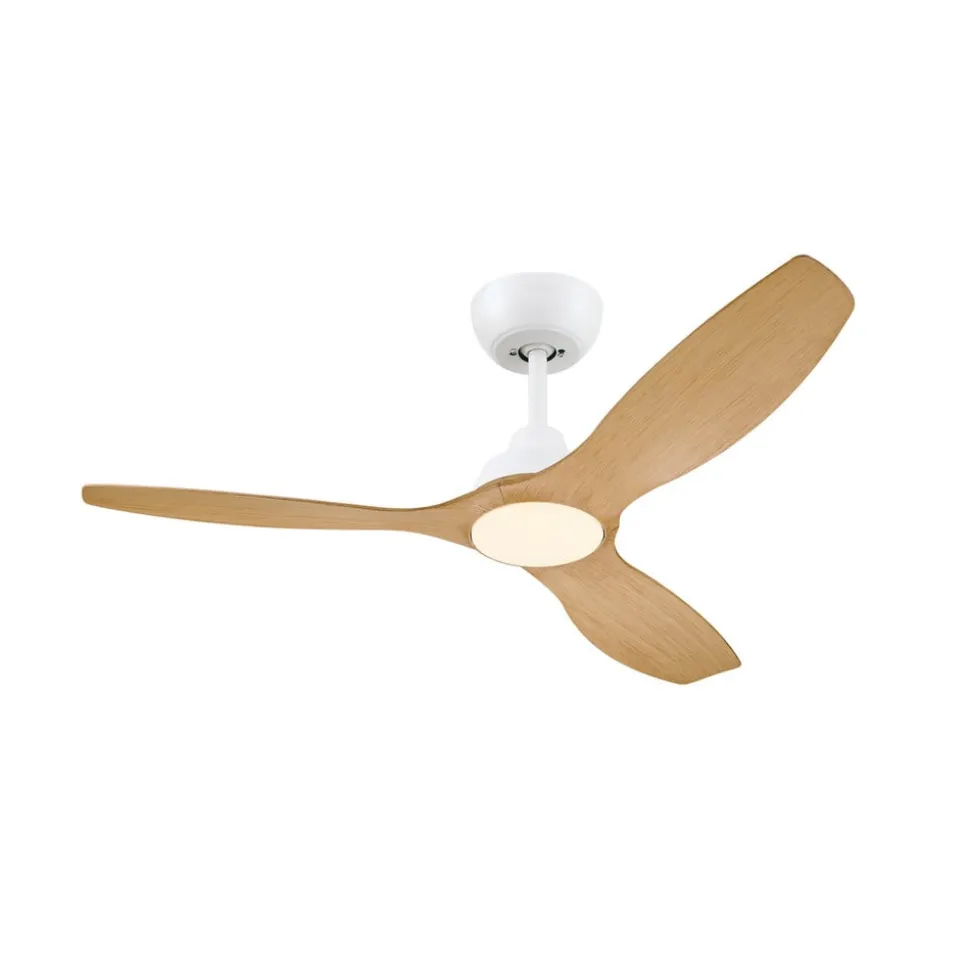 Philips LED-ventilator Olas, Ø 132 cm, brun/hvid, støjsvag