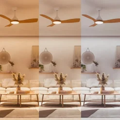 Philips LED-ventilator Olas, Ø 106 cm, brun/hvid, støjsvag