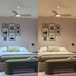Philips LED-ventilator Olas, Ø 106 cm, brun/hvid, støjsvag