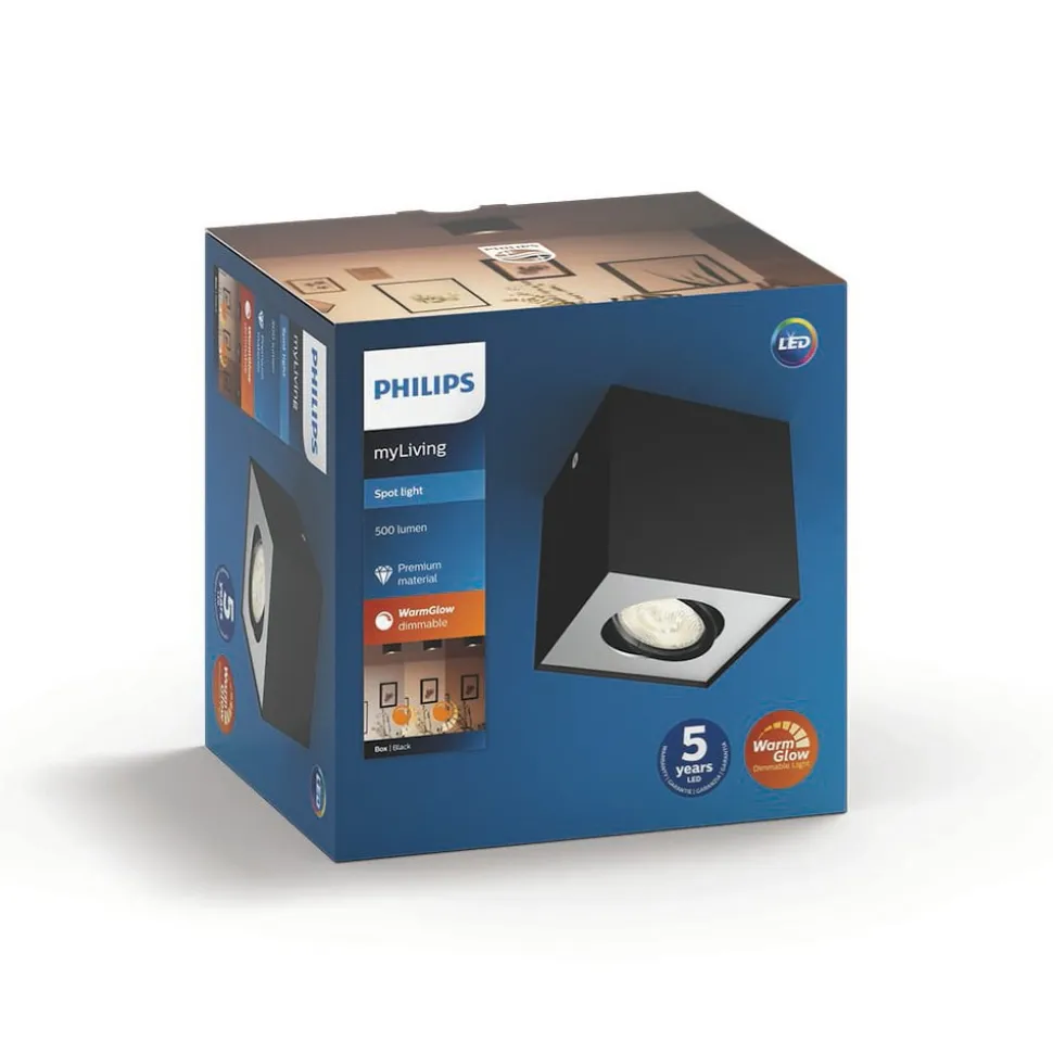 Philips myLiving Box LED-spot, 1 lyskilde, sort