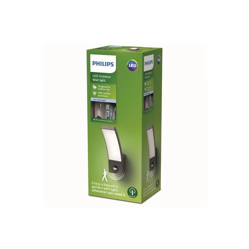 Philips Splay LED-lampe antracit, sensor, 4.000 K