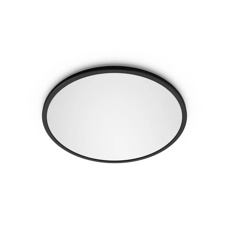 Philips SuperSlim LED-loftlampe, IP44, Ø 29,5 cm, sort