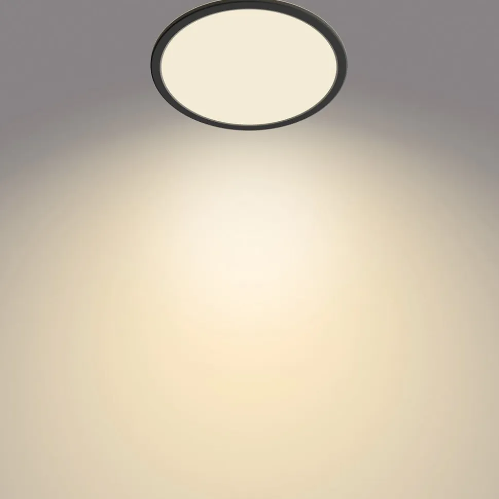 Philips SuperSlim LED-loftlampe, IP44, Ø 24,5 cm, sort