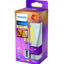 Philips WarmGlow E27 LED-pære rustik 5,9 W klar