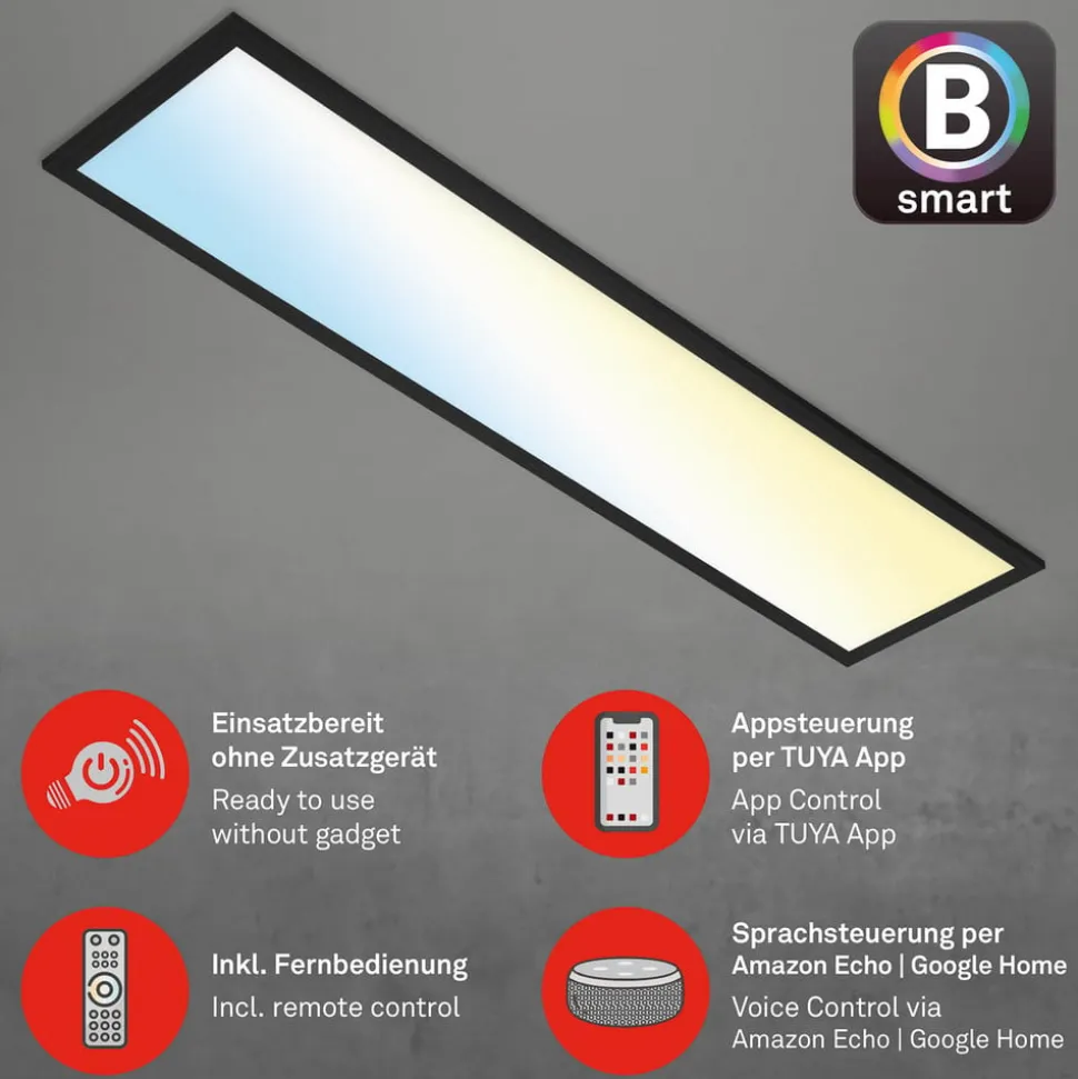 Piatto S WiFi LED-loftlampe Bluetooth CCT fjernb.