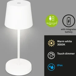 Piha LED-bordlampe med genopladeligt batteri, hvid