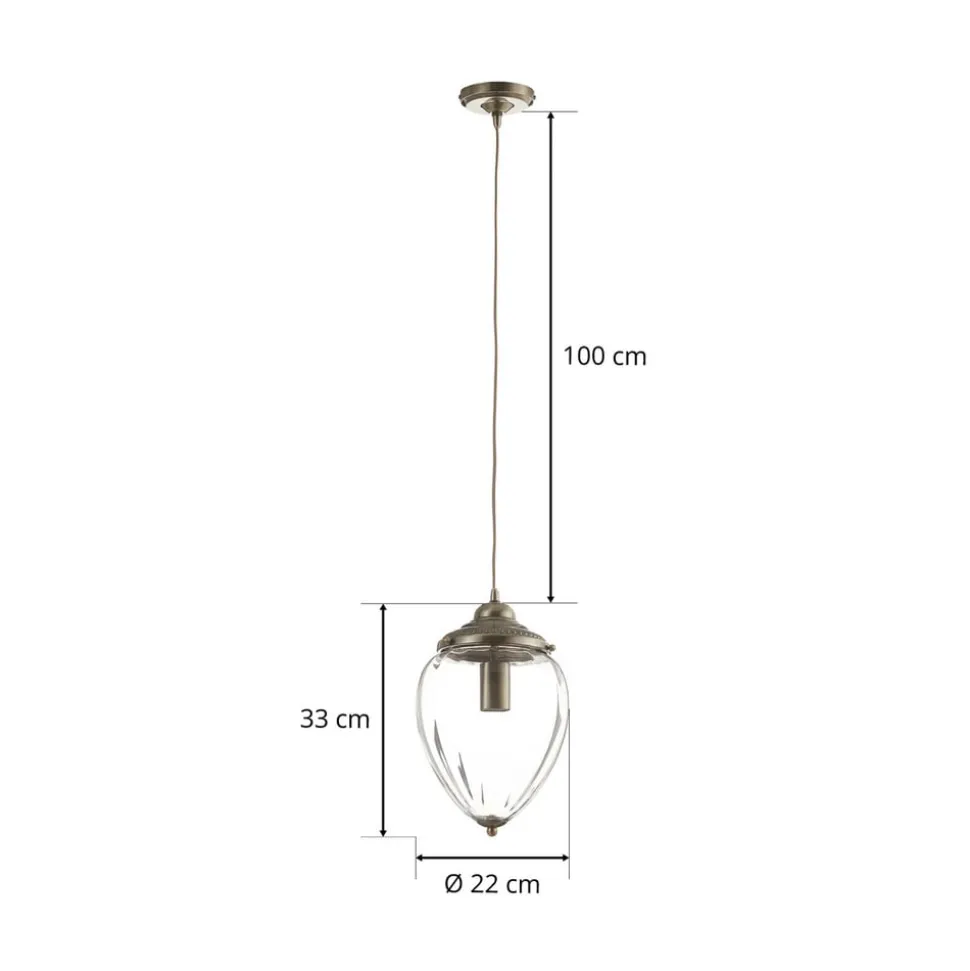 Pineapple pendellampe, antik messing