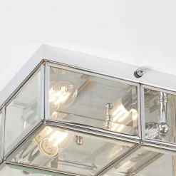 Pisa loftlampe, glasskærm, krom