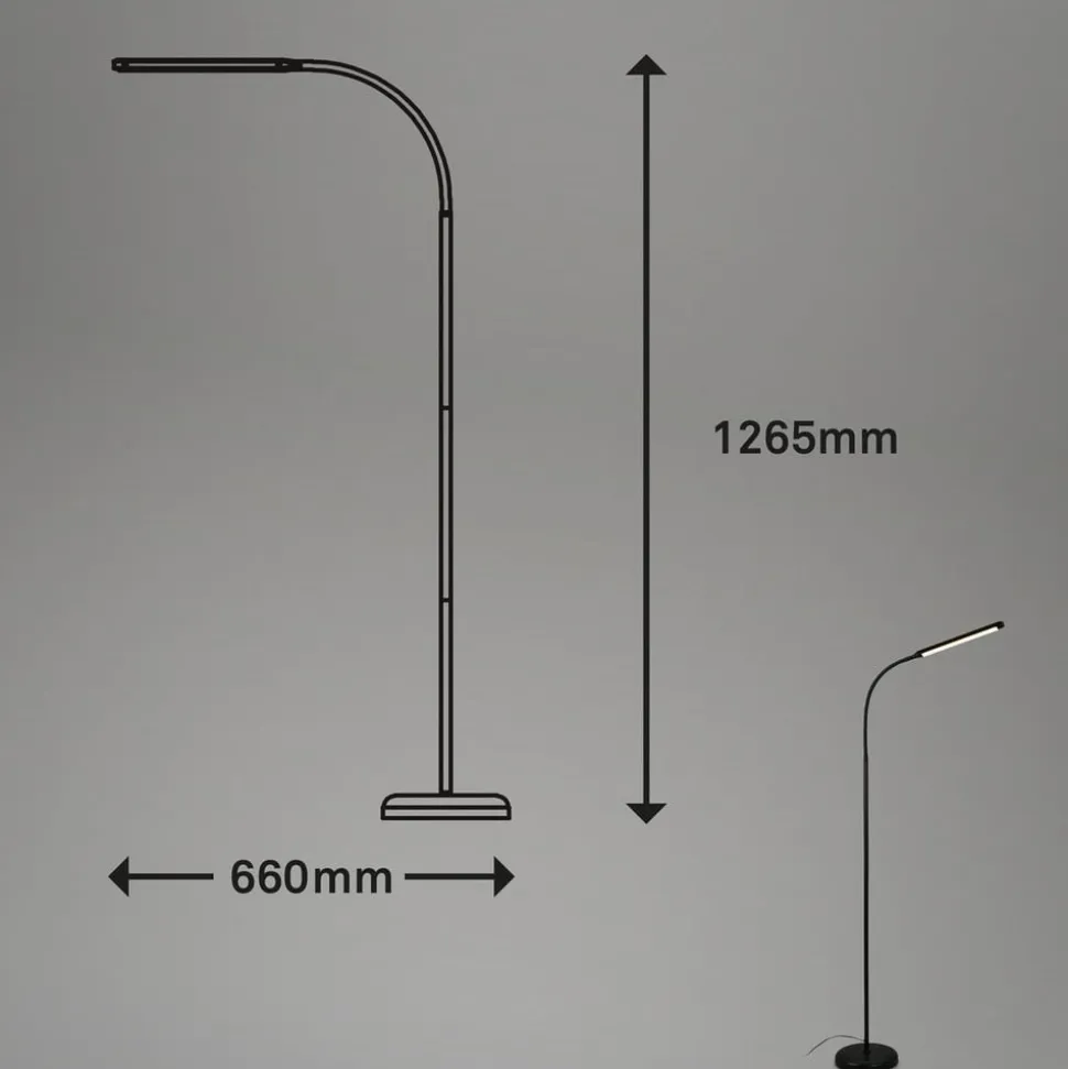 Pivaz LED-gulvlampe justerbar berøringsdæmper sort