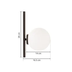 Pluto væglampe, 1 lyskilde, sort/hvid, afbryder