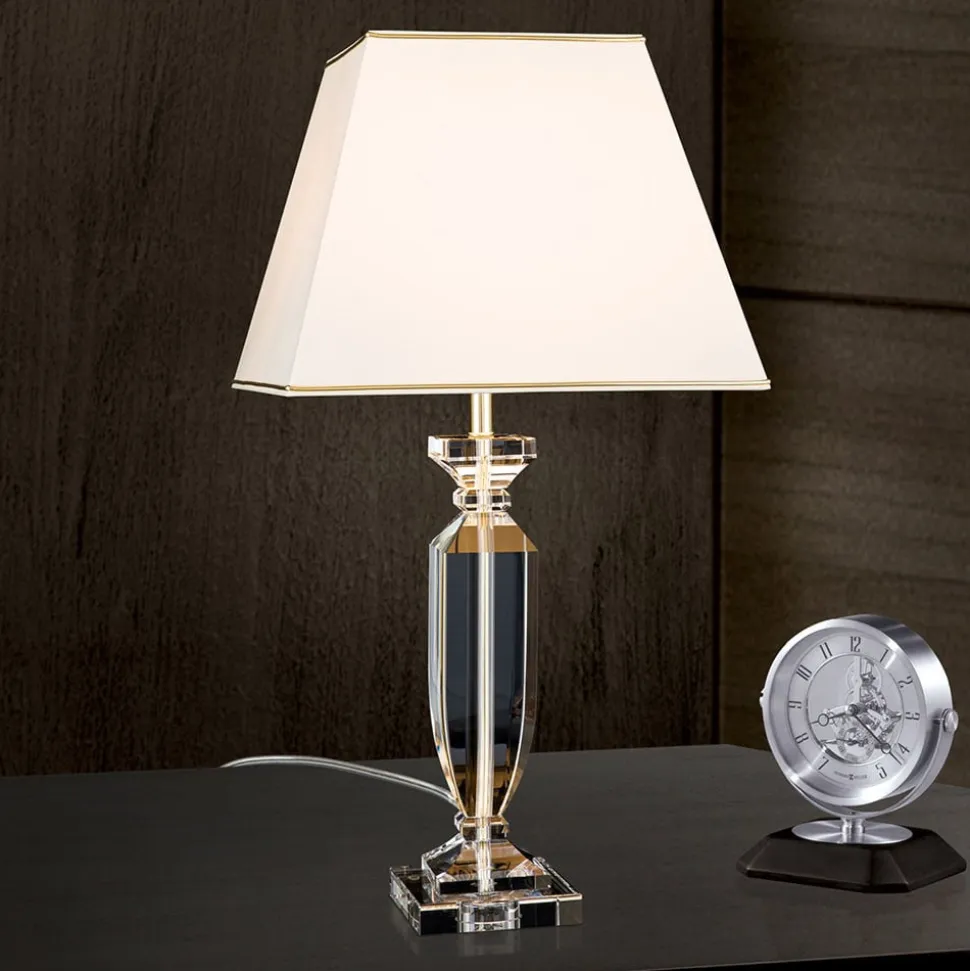 Pokal bordlampe med krystal, guld/creme