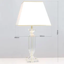 Pokal bordlampe med krystal, guld/creme