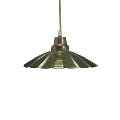PR Home Hængelampe Ester, grøn, Ø 24 cm, jern, stik
