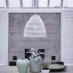 PR Home hængelampe, Maja Outdoor, Ø 53 cm, hvid, rattan