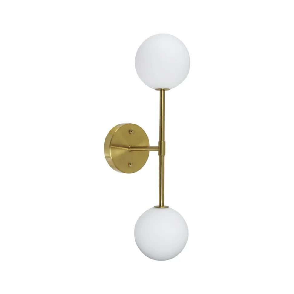 PR Home Sigma D væglampe, guld/opal, 2 lyskilder 49 cm glas