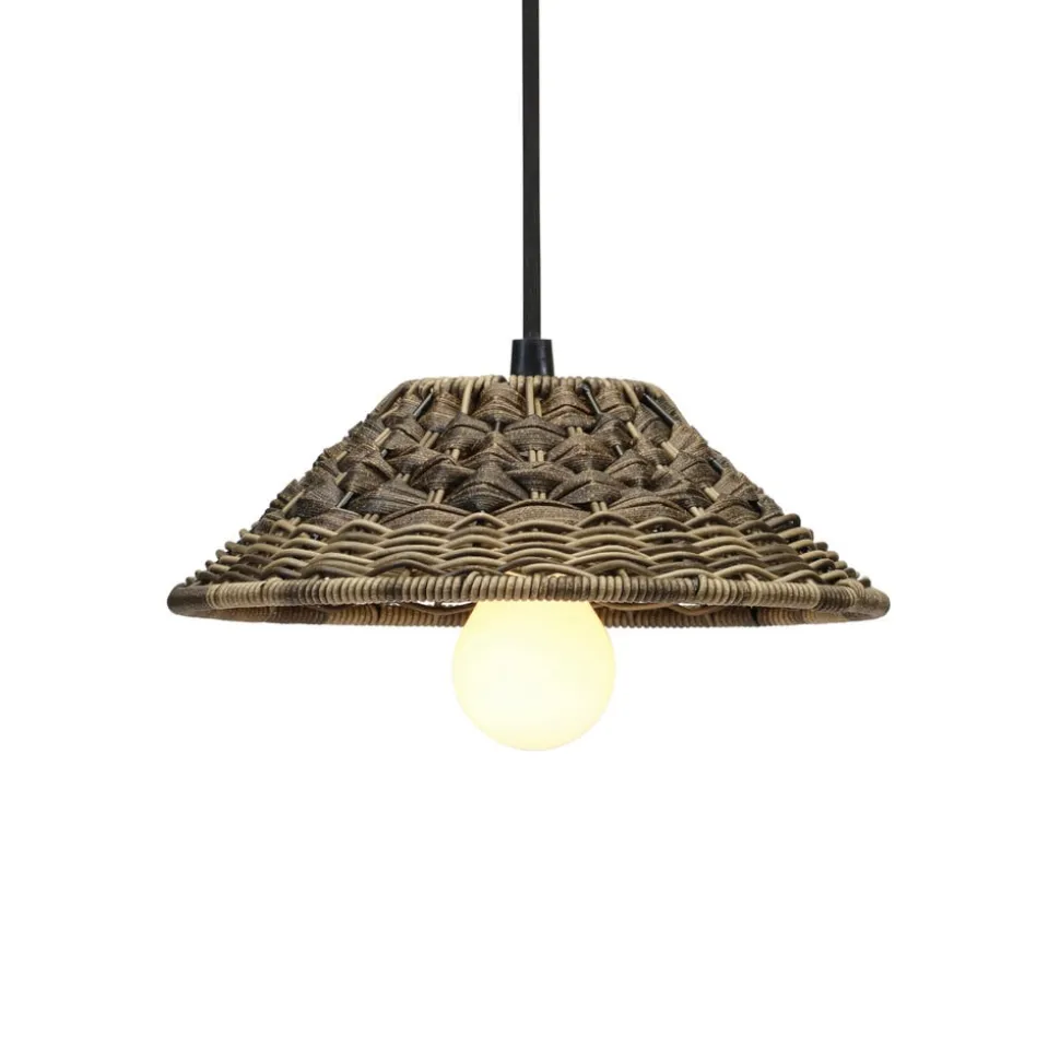 PR Home udendørs hængelampe LISEN, brun, stik, Ø 27 cm