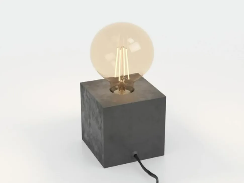 Prestwick 2 bordlampe med træterning, sort