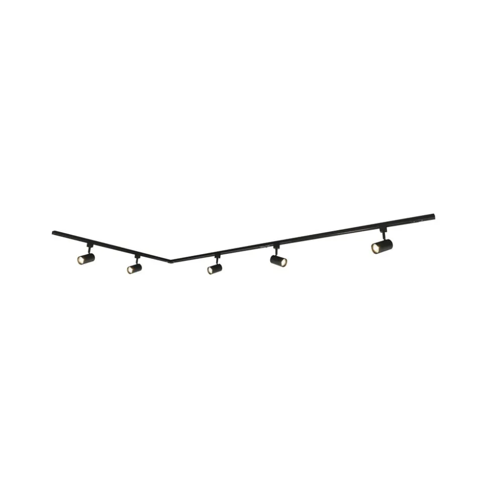Prios 1 lyskilde skinnesystem Jorell, sort, 5 lyskilder, GU10