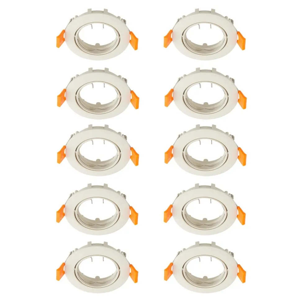 Prios forsænket loftlampe Fibur, beige, zink, Ø 8,2 cm, 10 stk