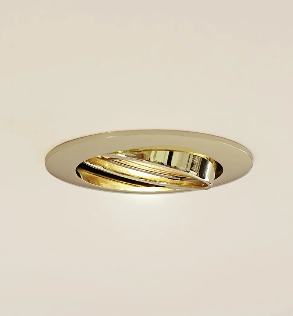 Prios forsænket loftlampe Fibur, guld, aluminium, Ø 8,2 cm