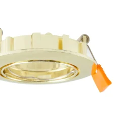 Prios forsænket loftlampe Fibur, guld, aluminium, Ø 8,2 cm
