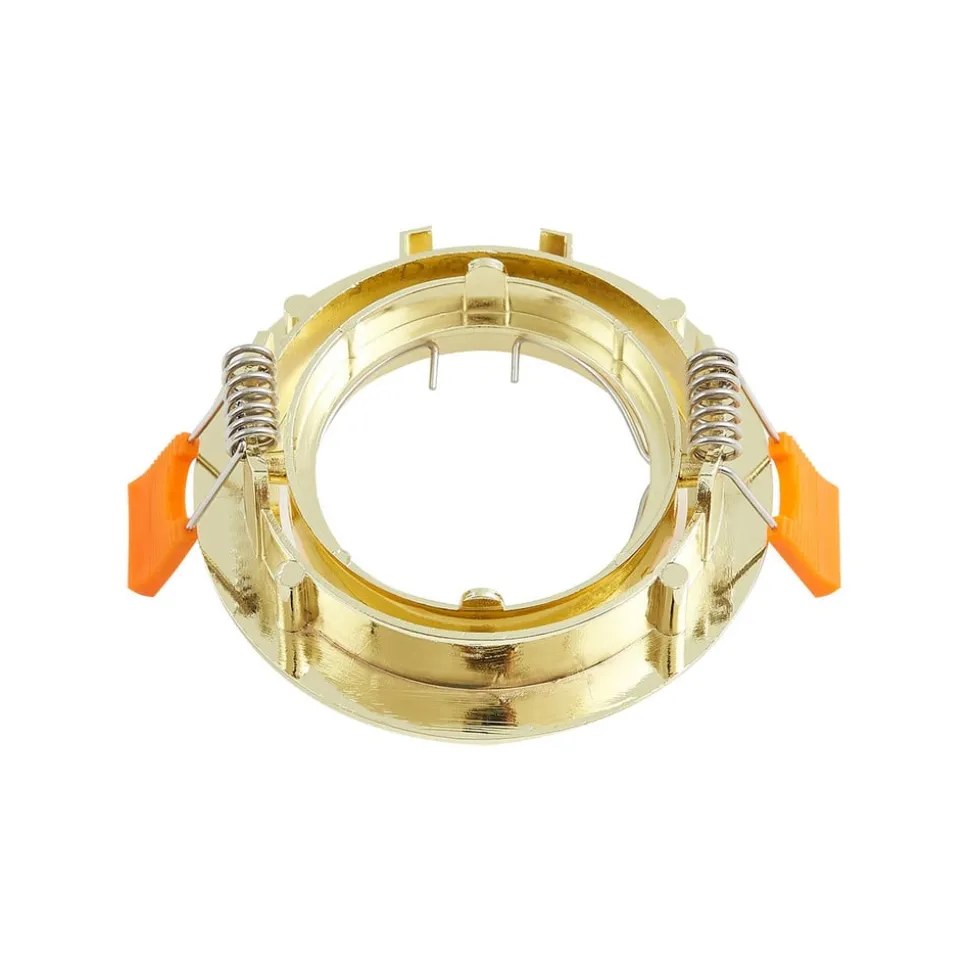 Prios forsænket loftlampe Fibur, guld, aluminium, Ø 8,2 cm