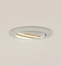 Prios forsænket loftlampe Fibur, hvid, aluminium, Ø 8,2 cm