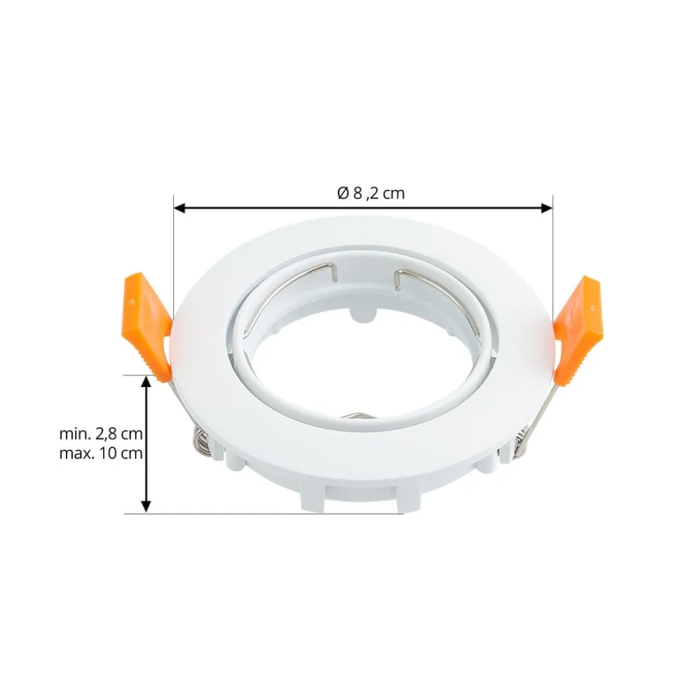 Prios forsænket loftlampe Fibur, hvid, aluminium, Ø 8,2 cm