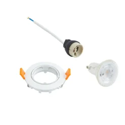 Prios forsænket loftlampe Fibur, hvid, aluminium, Ø 8,2 cm