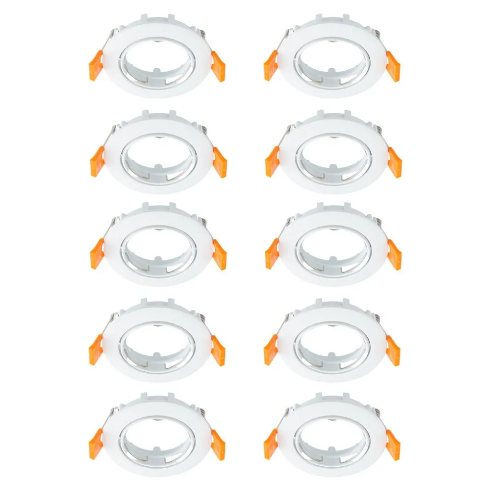 Prios forsænket loftlampe Fibur, hvid, zink, Ø 8,2 cm, 10 stk