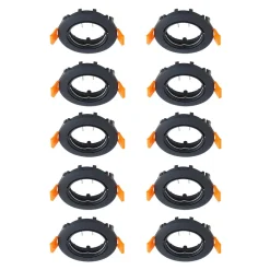 Prios forsænket loftlampe Fibur, sort, zink, Ø8,2cm, 10stk