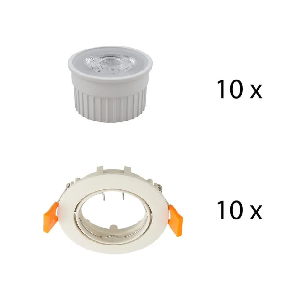 Prios indbygget loftspot Fibur med LED-modul, beige, sæt med 10 stk