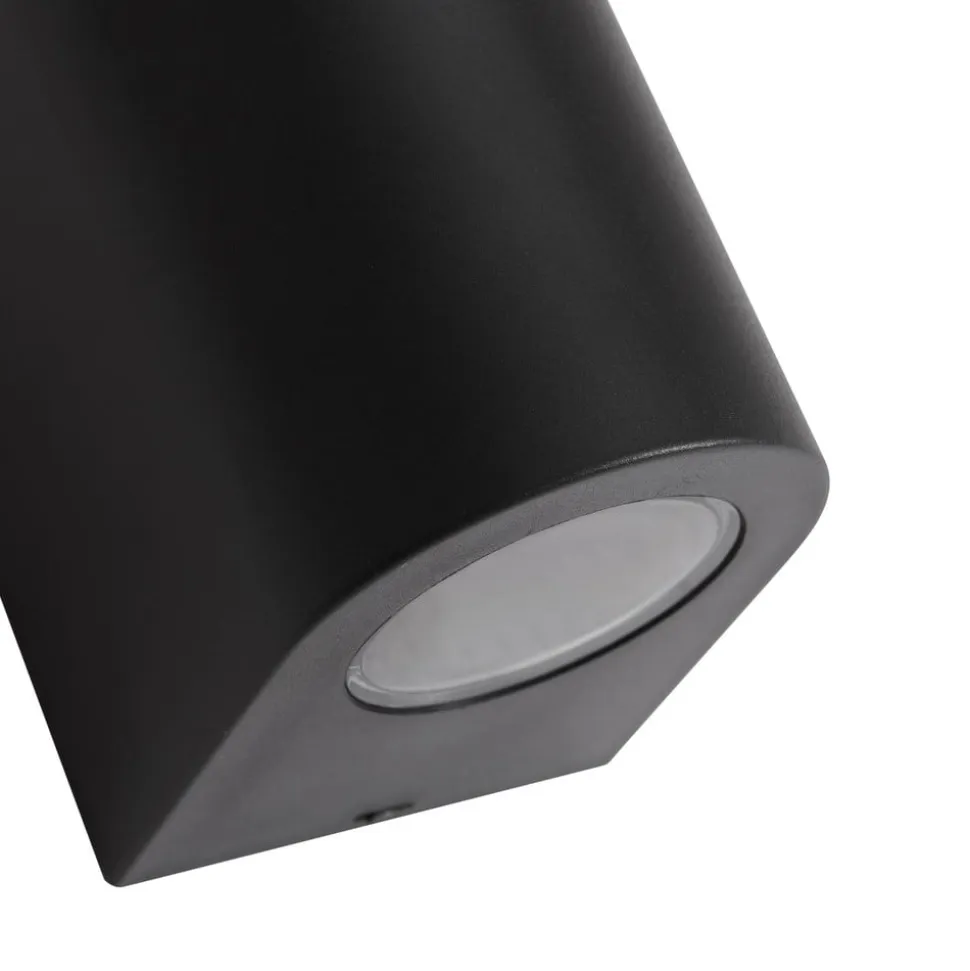 Prios Irfan udendørs væglampe, rund, sort, 10 cm