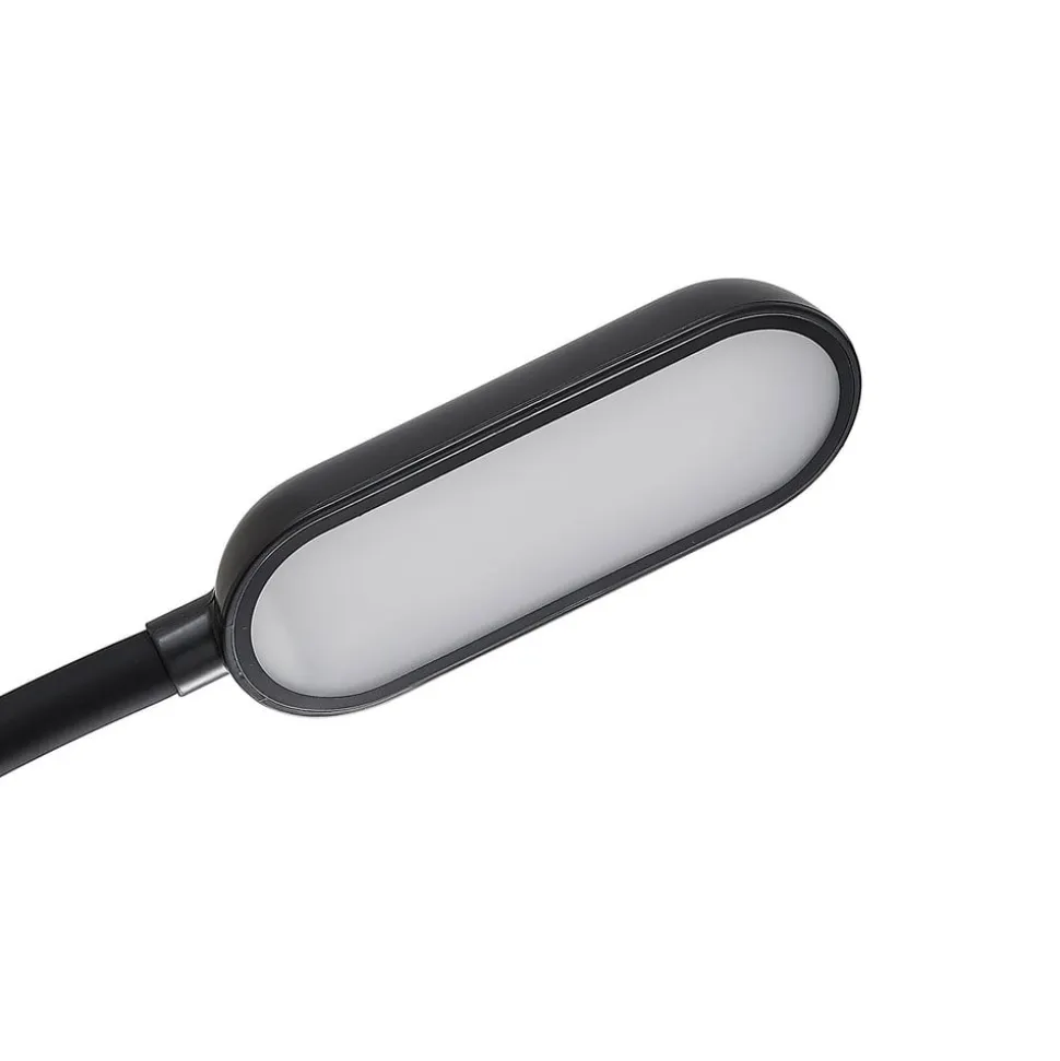 Prios LED genopladelig bordlampe Opira, sort, USB, touchdæmper