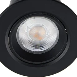 Prios LED indbygningslampe Shima, sort, 7 W, 3000K, dæmpbar