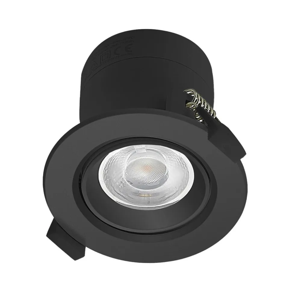 Prios LED indbygningslampe Shima, sort, 9 W, 3000K, dæmpbar