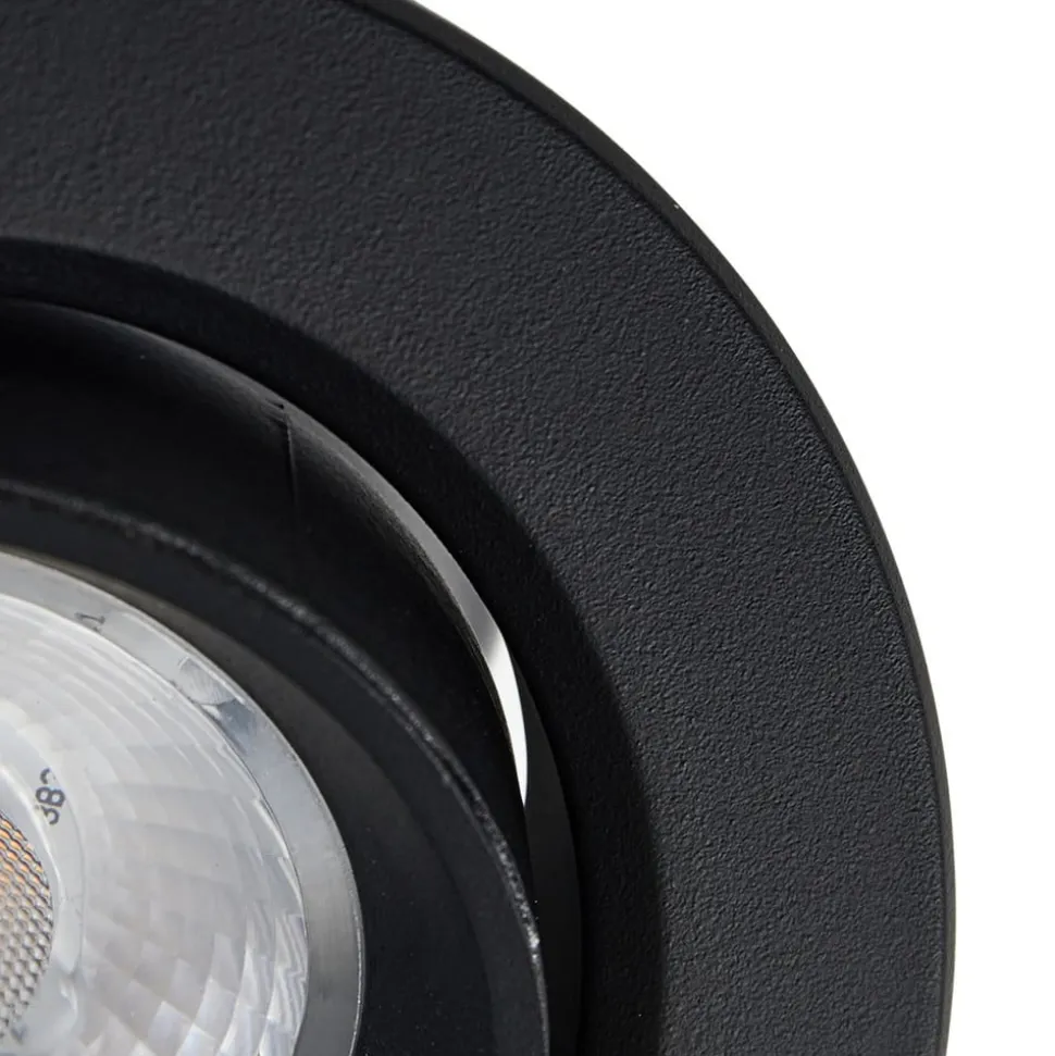 Prios LED indbygningslampe Shima, sort, 9 W, 3000K, dæmpbar