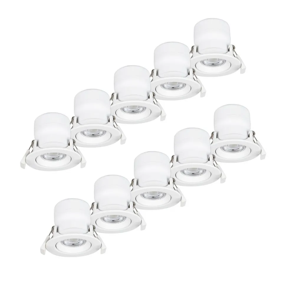 Prios LED indbygningslampe Shima, hvid, 7W, 3000K, 10stk, dæmpbar