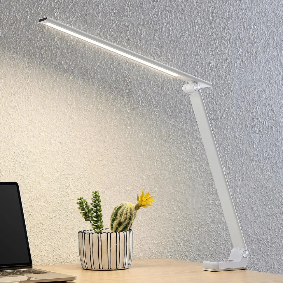 Prios LED-bordlampe Tamarin, højde 40 cm, hvid, dæmpbar