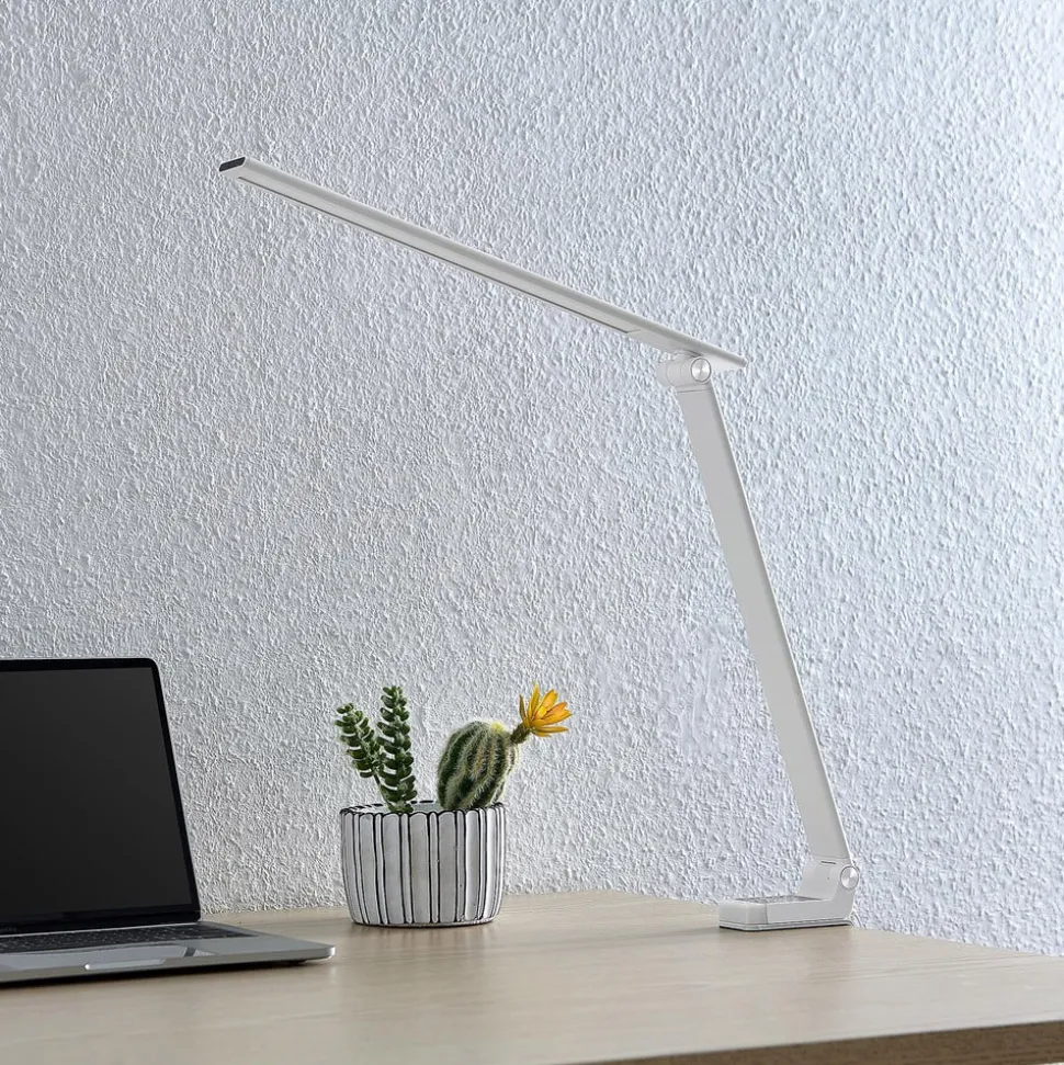 Prios LED-bordlampe Tamarin, højde 40 cm, hvid, dæmpbar