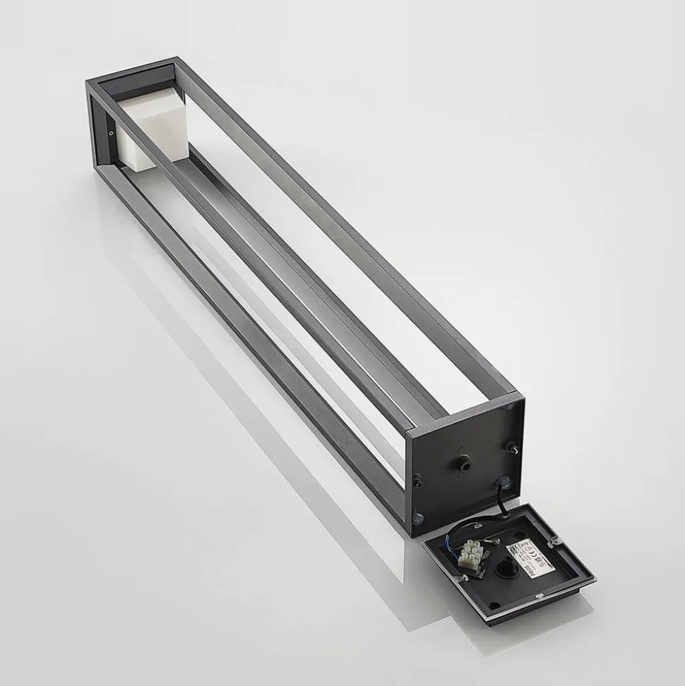 Prios LED-gadelampe Gamion, 90 cm, antracit, metal, IP54