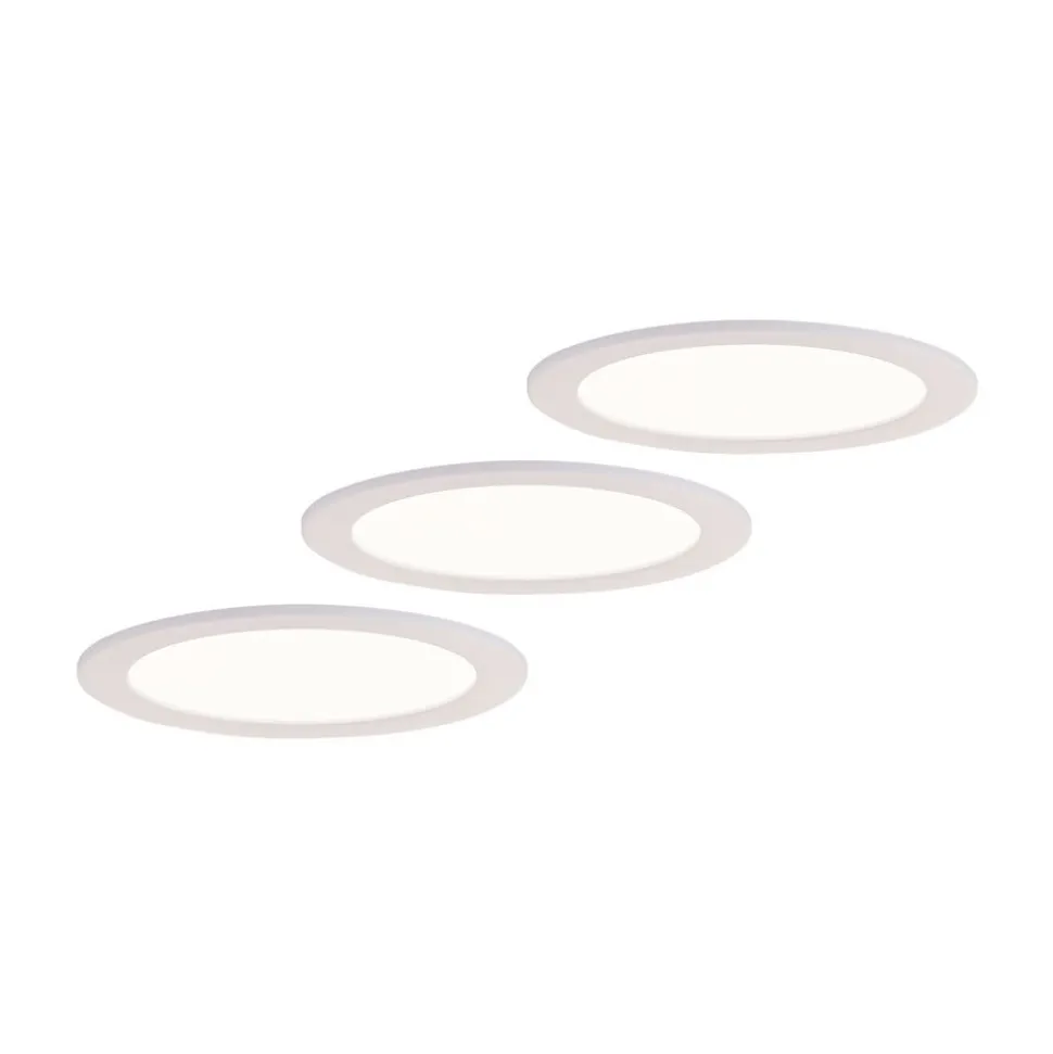 Prios LED-indbygningslampe Cadance, hvid, 22 cm, sæt med 3, CCT