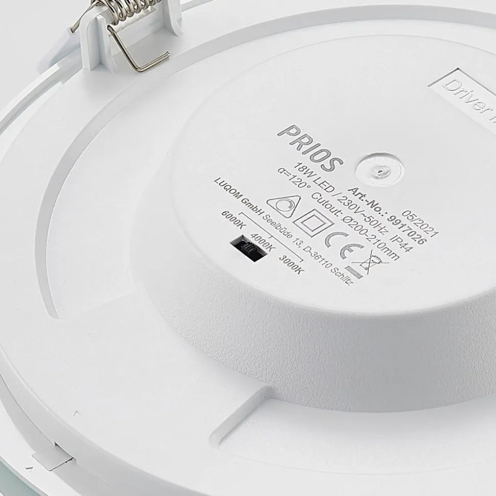Prios LED-indbygningslampe Cadance, hvid, 22 cm, sæt med 3, CCT