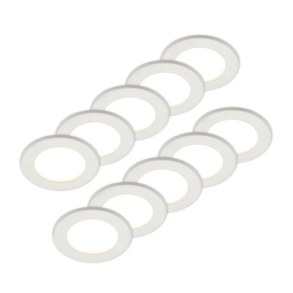 Prios LED-indbygningslampe Cadance, hvid, 12 cm, sæt med 10, CCT