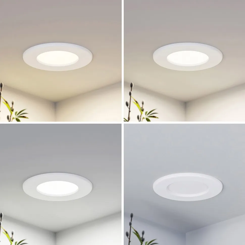 Prios LED-indbygningslampe Cadance, hvid, 12 cm, sæt med 10, CCT